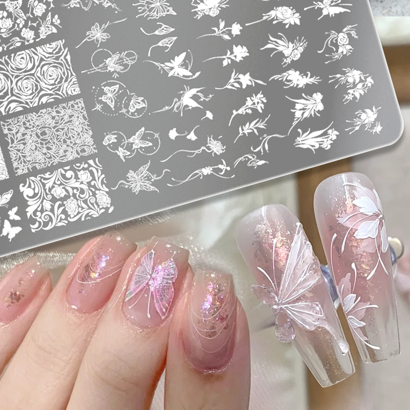 3D Printing Stainless Steel - 본 프리티 잎꽃 네일 아트 스탬핑