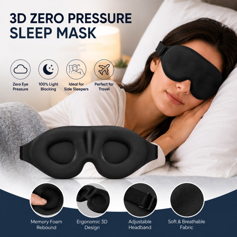 3D Printing Mask - 3D 수면 안대, 편안한 차광 아이쉐이드,