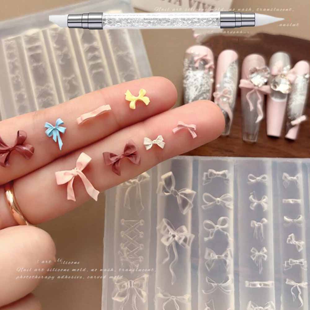 1Pcs 3D Bowknot 실리콘 네일 금형 + 1  - 3D Printing Template 리뷰 및 가격