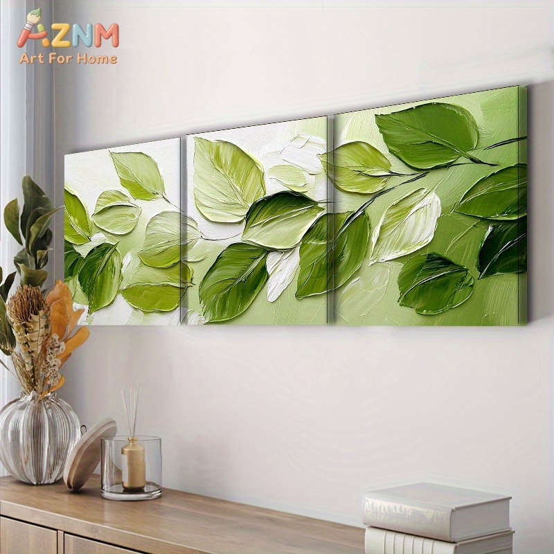 AZNM 3D 질감 있는 녹색 잎 임파스토 캔버스 벽  - 3D Printing Wall 리뷰 및 가격